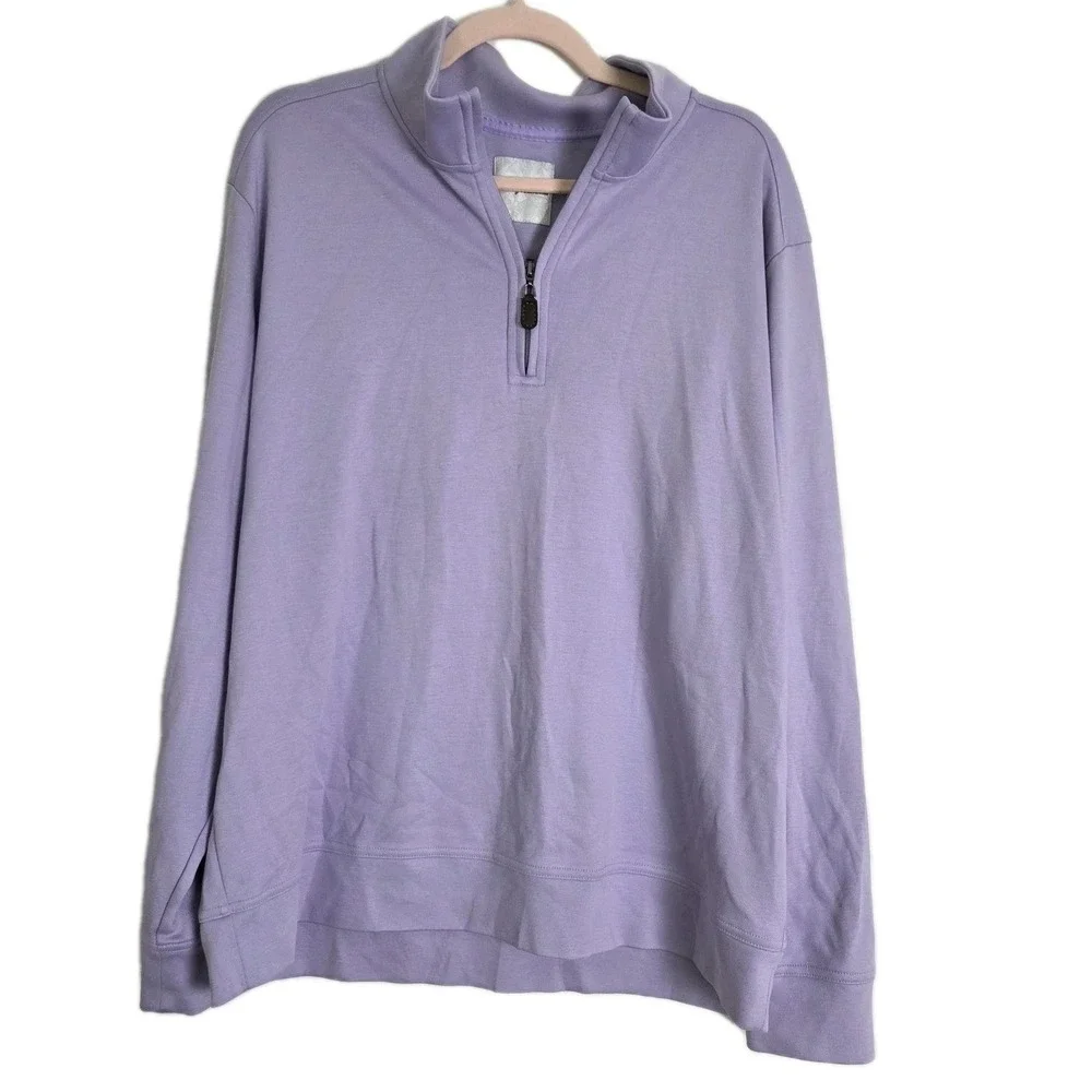Tommy Bahama Men's XLT Quarter Zip LS Pullover Sweatshirt Lavendar Pima Cotton